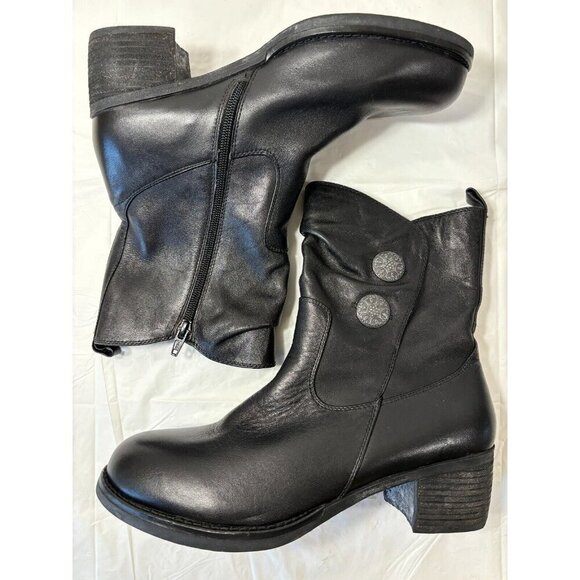 Tara M Devon Zip Up Two Button Black Leather Boots Womens Size 10 - Picture 8 of 11